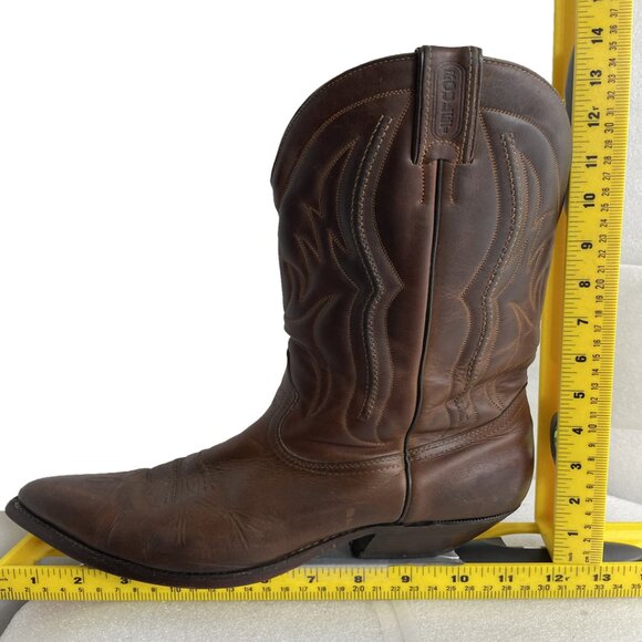 Boulet Brown Leather Western Cowboy Biker Boots Men's 9.5 - Picture 13 of 14
